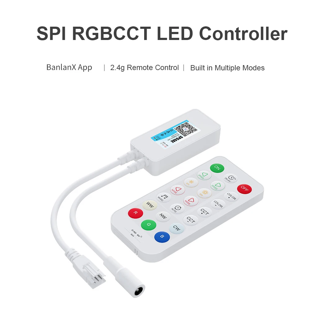 SP64AE 5CH RGB CCT Smart Bluetooth LED Light Controller DC5V 12V 24V SPI Addressable Pixel Lamp Strip Music 2.4G Wireless Remote
SP64AE 5CH RGB CCT Smart Bluetooth LED Light Controller DC5V 12V 24V SPI Addressable Pixel Lamp Strip Music 2.4G Wireless Remote