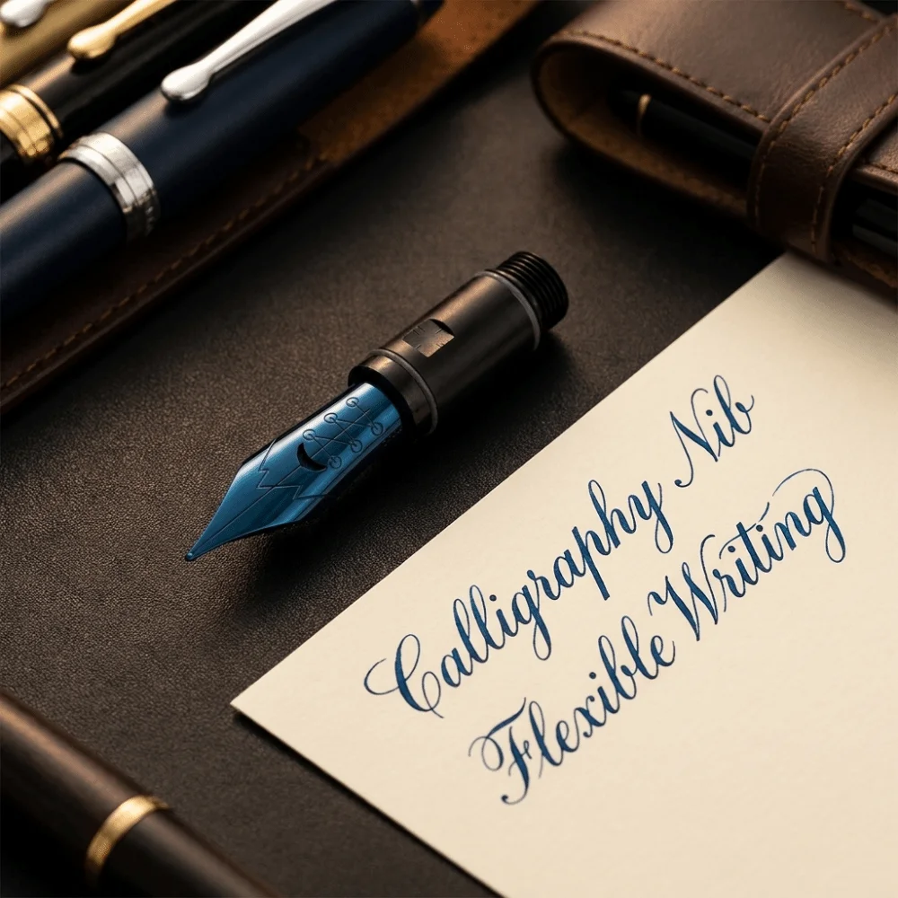Blue Plated Calligraphy Pen Nib Soft Elastic Black Plated Pointed Nib Smooth Edge Fine Metal Cutting Flexible Nib ES Font
Blue Plated Calligraphy Pen Nib Soft Elastic Black Plated Pointed Nib Smooth Edge Fine Metal Cutting Flexible Nib ES Font