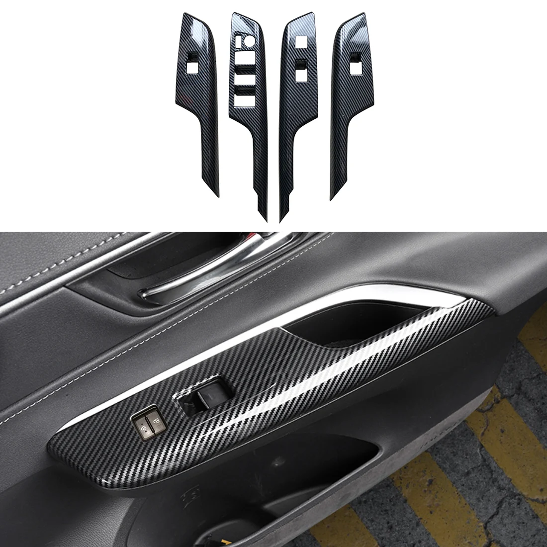 4pc Carbon Fiber Color Automobile Door Window Control Panel Cover Trim for Toyota Venza 2021-2023 North American Version
4pc Carbon Fiber Color Automobile Door Window Control Panel Cover Trim for Toyota Venza 2021-2023 North American Version
