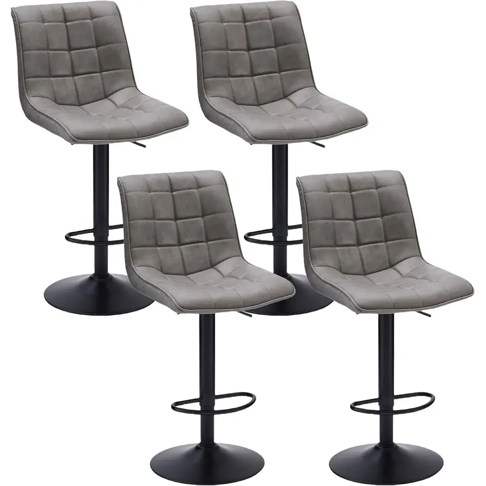 Adjustable Gray Leather Bar Stools Set of 4 for Kitchen Island, 24-33 Counter Height
Adjustable Gray Leather Bar Stools Set of 4 for Kitchen Island, 24-33 Counter Height