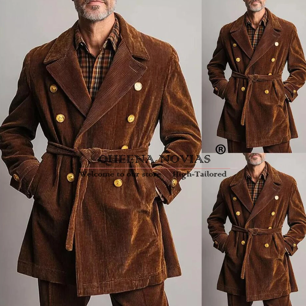 Classic Brown Corduroy Groom Wedding Suit Double Breasted Blazer Pants 2-Piece Sets Banquet Dinner Party Men's Tuxedo Customized
Classic Brown Corduroy Groom Wedding Suit Double Breasted Blazer Pants 2-Piece Sets Banquet Dinner Party Men's Tuxedo Customized