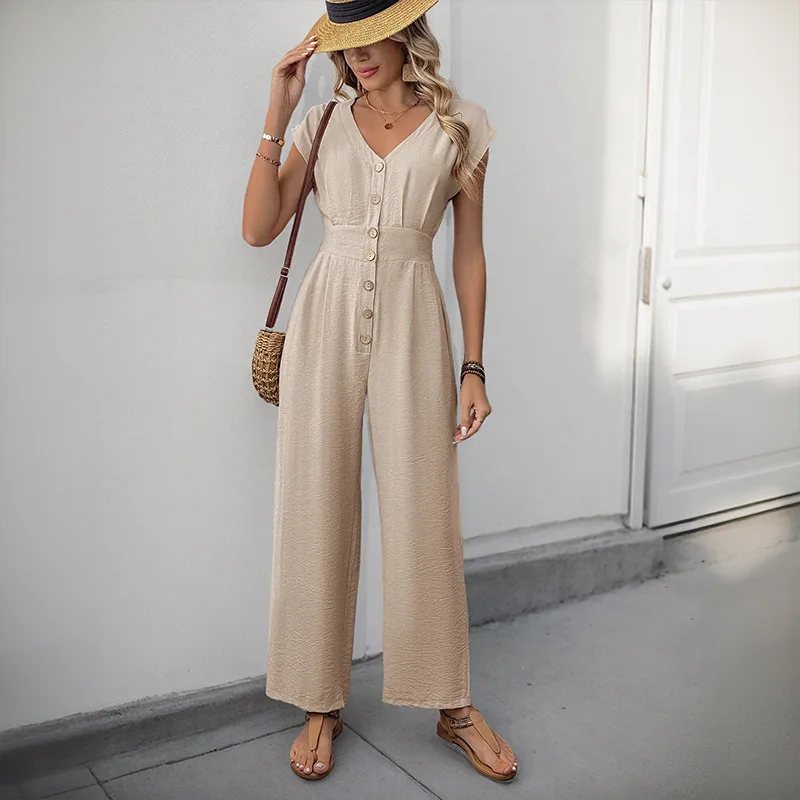 Jumpsuits Women One Piece V Neck Short Sleeve Overalls Wide Leg Long Pants High Waist Rompers Beach Y2k Streetwear Casual 2025
Jumpsuits Women One Piece V Neck Short Sleeve Overalls Wide Leg Long Pants High Waist Rompers Beach Y2k Streetwear Casual 2025
