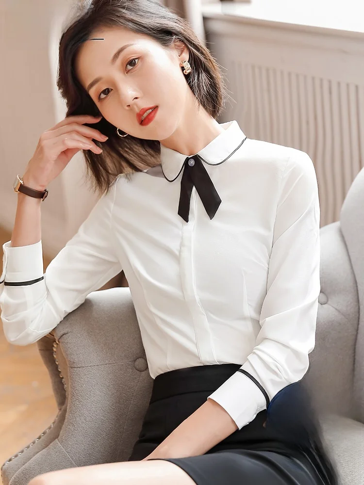 White Chiffon Long Sleeve Shirt Women's Korean Design Doll Collar Professional Fashionable Business Formal Shirt Commute Style
White Chiffon Long Sleeve Shirt Women's Korean Design Doll Collar Professional Fashionable Business Formal Shirt Commute Style