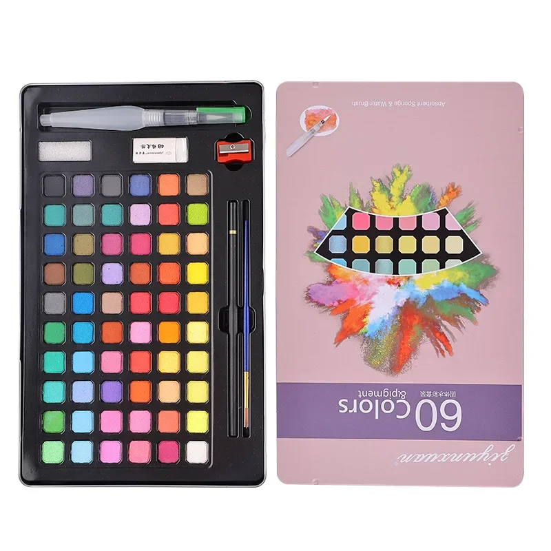 60 Color Pearl Light Solid Watercolor Paint Painting Tool Set Portable Iron Box Student Beginner Painting Art Supplies
60 Color Pearl Light Solid Watercolor Paint Painting Tool Set Portable Iron Box Student Beginner Painting Art Supplies
