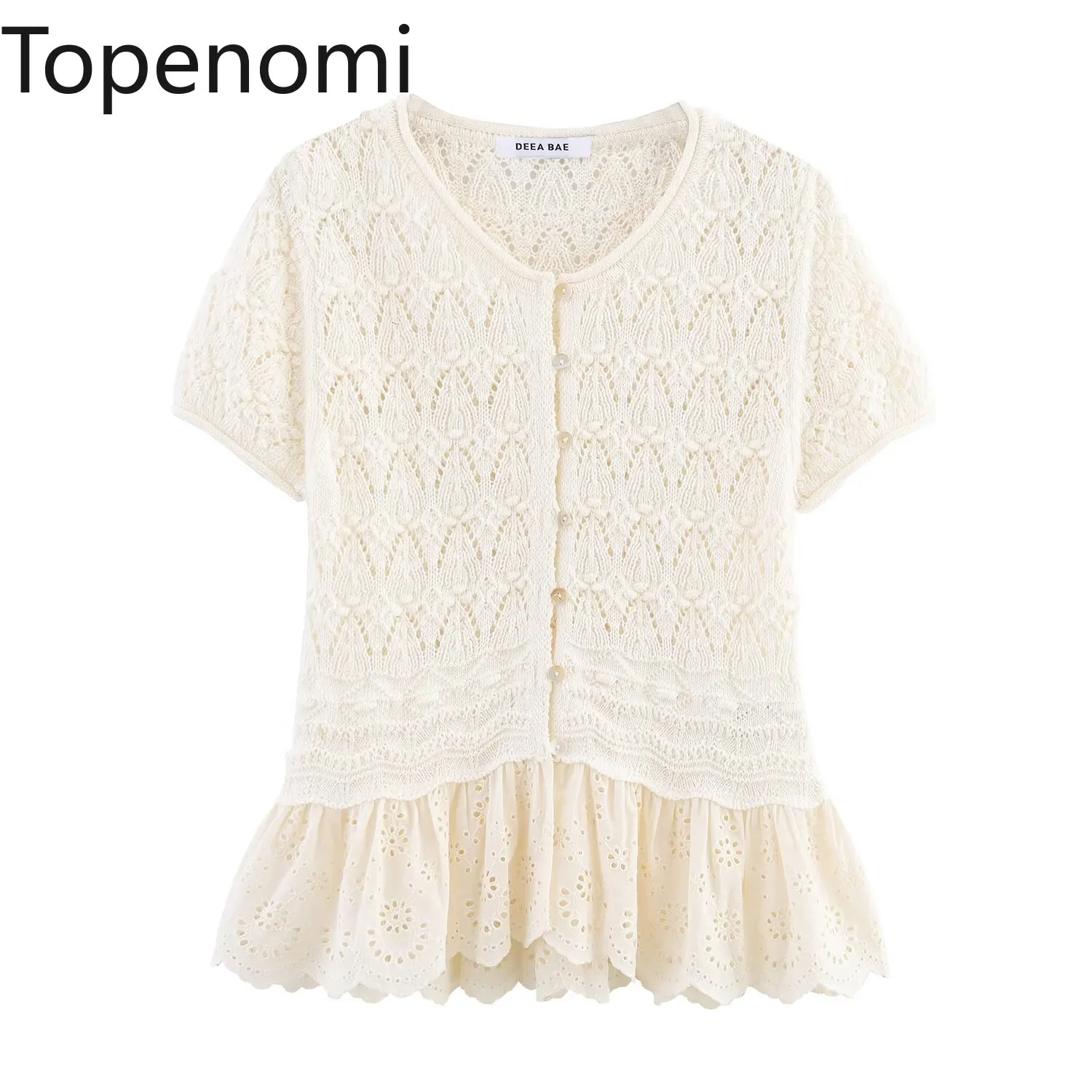 Topenomi Ruffle Patchwork Knit Short Sleeve Pullover Women French Sweet Round Neck Slim Fit Crop Top Fashion Versatile Sweater
Topenomi Ruffle Patchwork Knit Short Sleeve Pullover Women French Sweet Round Neck Slim Fit Crop Top Fashion Versatile Sweater