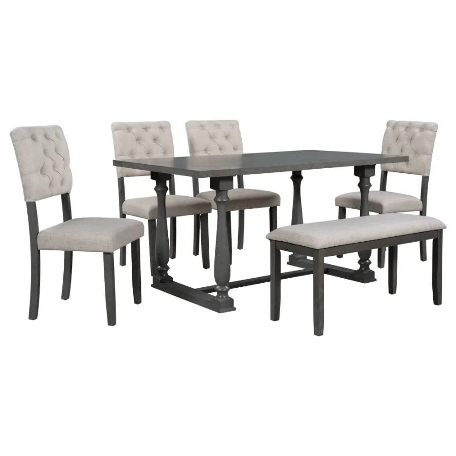 TREXM 6Piece Dining Table and Chair Set with Specialshaped Legs and Foamcovered Seat BacksCushions for Dining Room Gary
TREXM 6Piece Dining Table and Chair Set with Specialshaped Legs and Foamcovered Seat BacksCushions for Dining Room Gary