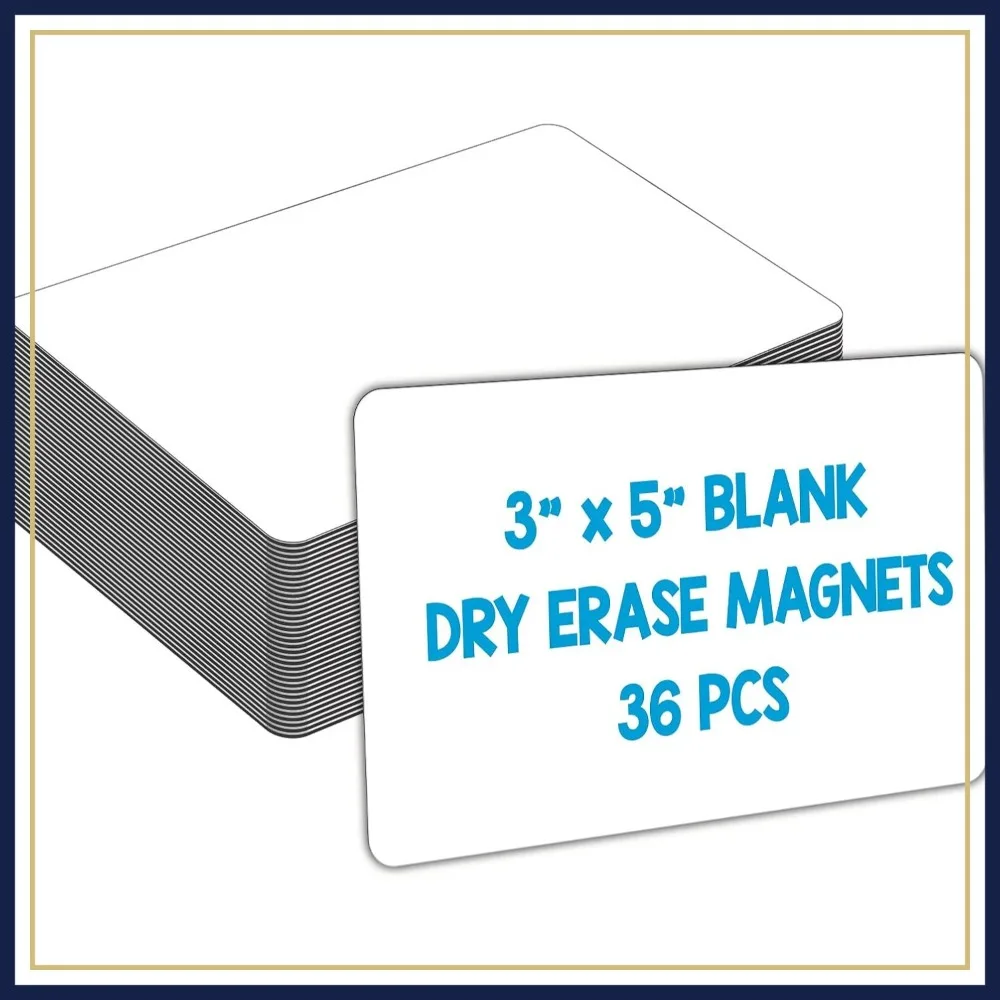 Dry Erase Magnets, 36-Pack, Blank Magnetic Labels for Whiteboard, 3" x 5", Reusable
Dry Erase Magnets, 36-Pack, Blank Magnetic Labels for Whiteboard, 3" x 5", Reusable