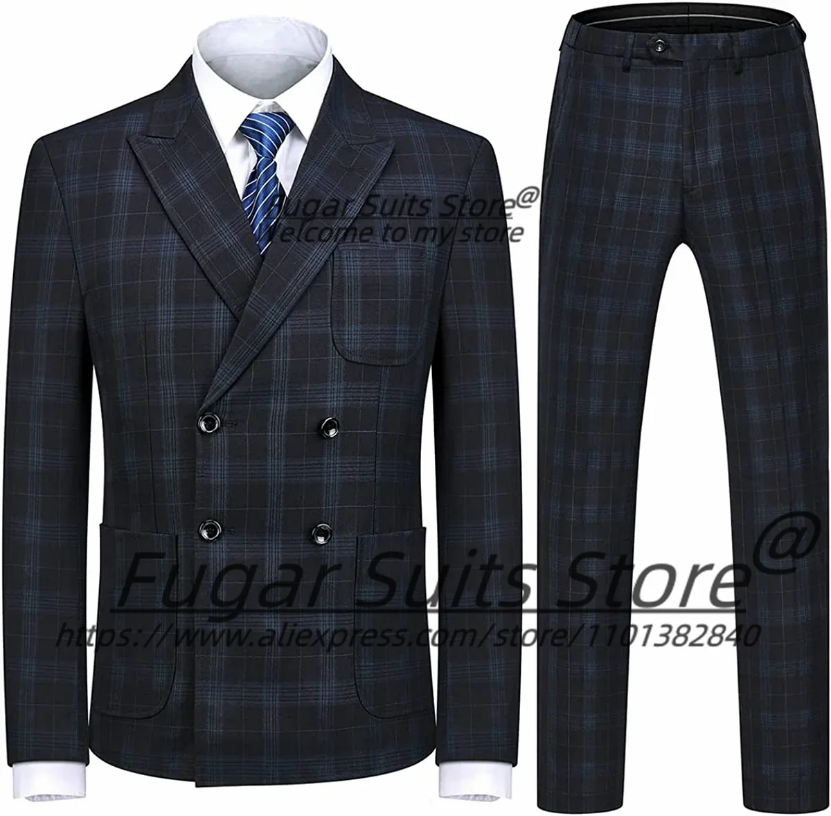 Groom Wedding Tuxedos High-end Plaid Slim Fit Men Suits Customized Double Breasted Peak Lapel 2 Pieces Sets Male Elegant Blazers
Groom Wedding Tuxedos High-end Plaid Slim Fit Men Suits Customized Double Breasted Peak Lapel 2 Pieces Sets Male Elegant Blazers
