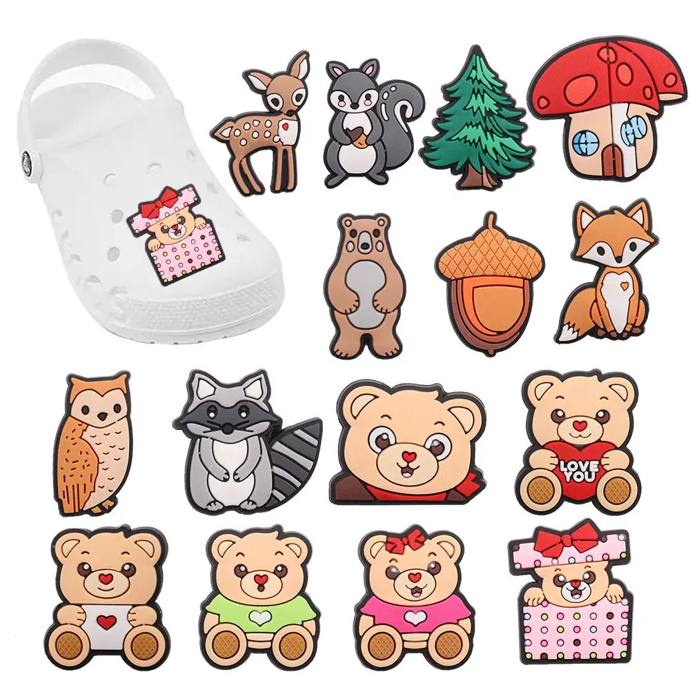 Hot Sale 1-15pcs PVC Shoe Charms Kawaii Bear Sika Deer Squirrel Raccoon Accessories DIY Shoes Decoration For Kids X-mas Gift
Hot Sale 1-15pcs PVC Shoe Charms Kawaii Bear Sika Deer Squirrel Raccoon Accessories DIY Shoes Decoration For Kids X-mas Gift