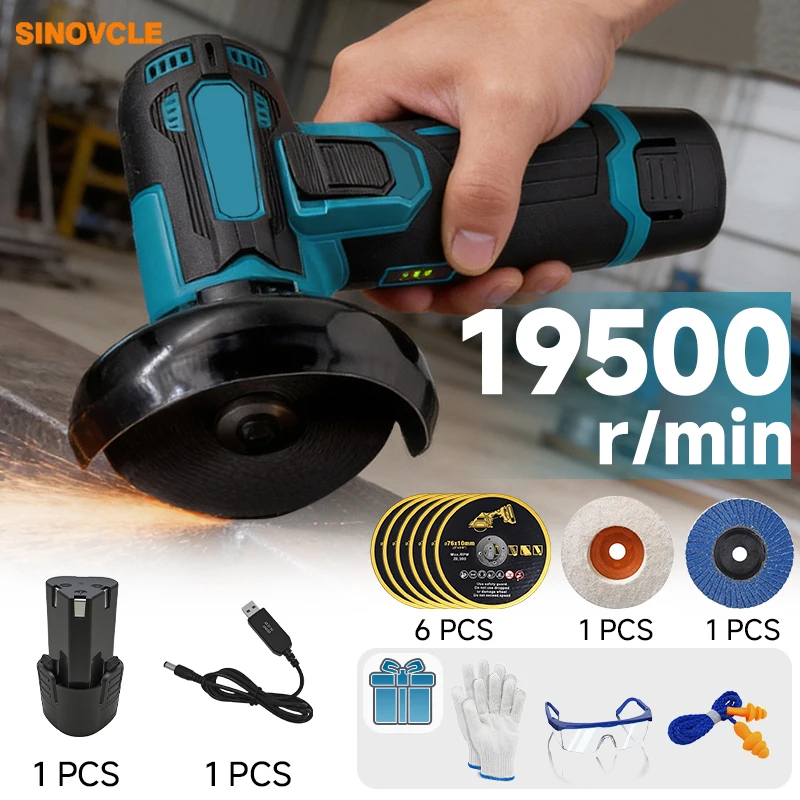SINOVCLE Electric Angle Grinder Cordless 12V 19500rpm Lithium Battery Mini Polishing Tools
SINOVCLE Electric Angle Grinder Cordless 12V 19500rpm Lithium Battery Mini Polishing Tools