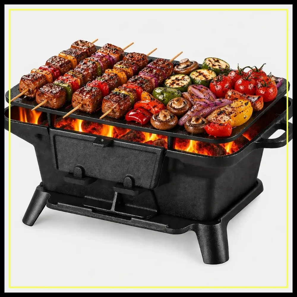 Portable Cast Iron Hibachi Grill for Outdoor Camping BBQ
Portable Cast Iron Hibachi Grill for Outdoor Camping BBQ