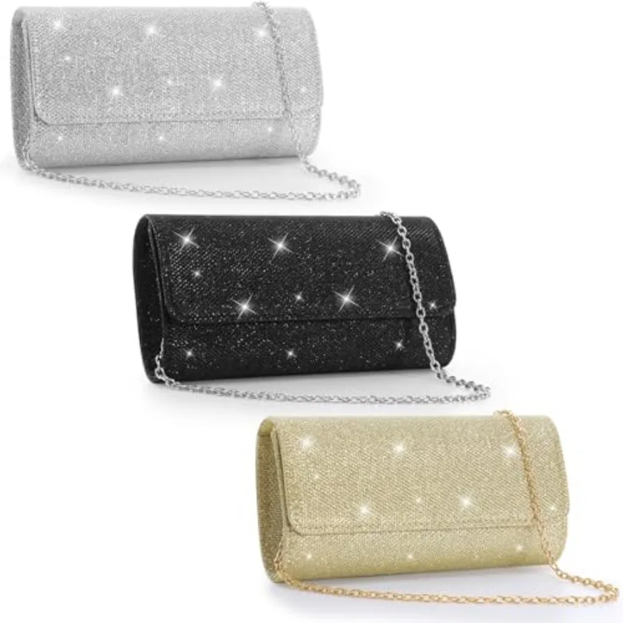 Thinkday 3 Pack Evening Bag Clutch Purses for Women Bulk Gold Wedding Bag Silver Sparkling Party Handbag with Detachable Chain
Thinkday 3 Pack Evening Bag Clutch Purses for Women Bulk Gold Wedding Bag Silver Sparkling Party Handbag with Detachable Chain