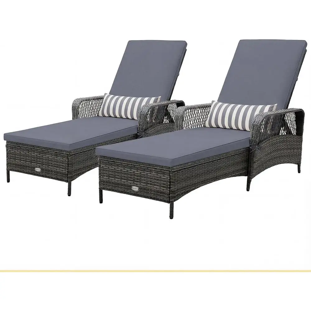 2-Piece Outdoor Rattan Chaise Lounges with Cushions, Adjustable Backrests, and Pillows for Patio, Poolside, or Balcony (Grey Mix
2-Piece Outdoor Rattan Chaise Lounges with Cushions, Adjustable Backrests, and Pillows for Patio, Poolside, or Balcony (Grey Mix