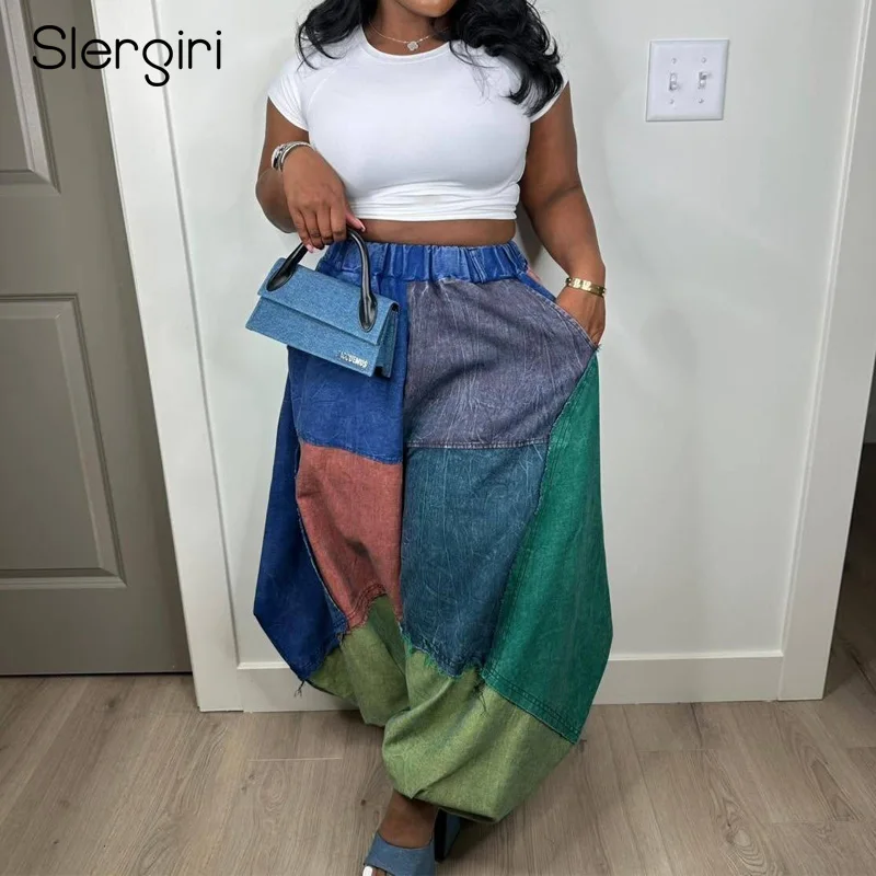 Slergiri женские свободные джинсы с эластичной резинкой на талии в стиле пэчворк, новинка 2025, модные повседневные уличные брюки-шаровары с большим карманом
Slergiri женские свободные джинсы с эластичной резинкой на талии в стиле пэчворк, новинка 2025, модные повседневные уличные брюки-шаровары с большим карманом