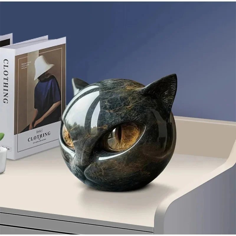Luxury Black Cat Head Stone Sculpture Statue for Home Room Design - Desktop Indoor Decorative Cat Artwork Ornament Display
Luxury Black Cat Head Stone Sculpture Statue for Home Room Design - Desktop Indoor Decorative Cat Artwork Ornament Display
