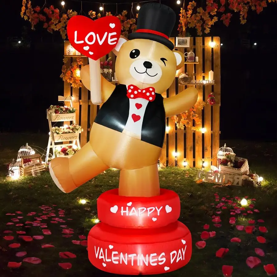 6FT Valentine Inflatables Outdoor Decorations, Rotating Valentines Bear Inflatable Stands on The Turntable Builtin LEDs Valentin
6FT Valentine Inflatables Outdoor Decorations, Rotating Valentines Bear Inflatable Stands on The Turntable Builtin LEDs Valentin