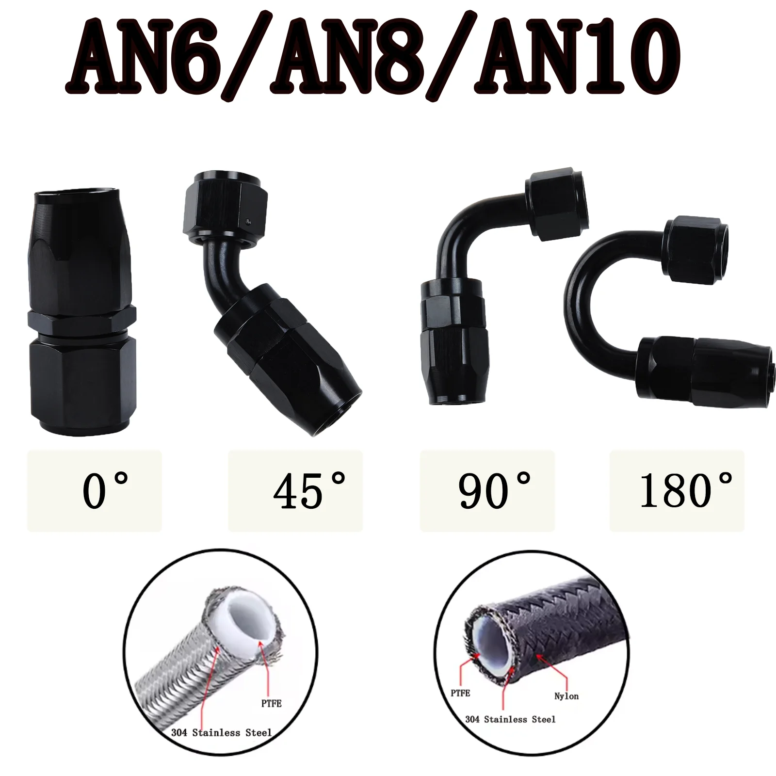 CPE Oil Pipe Joint Water-Cooled Oil Cold Joint Oil Cooler Pipe Aluminum Alloy Oil Pipe Joint AN6/AN8/AN10, 0 ° -180 ° Black
CPE Oil Pipe Joint Water-Cooled Oil Cold Joint Oil Cooler Pipe Aluminum Alloy Oil Pipe Joint AN6/AN8/AN10, 0 ° -180 ° Black 