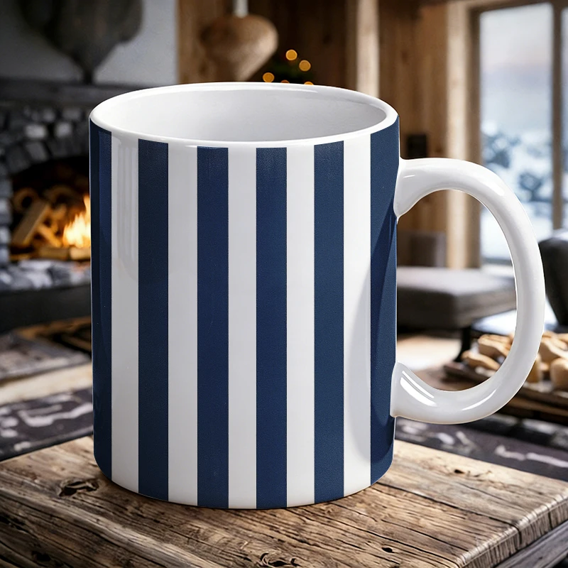 Navy blue and white striped ceramic cup with handle, creative coffee cup, milk cup, office tea cup, drinking cup, fade-resistant
Navy blue and white striped ceramic cup with handle, creative coffee cup, milk cup, office tea cup, drinking cup, fade-resistant