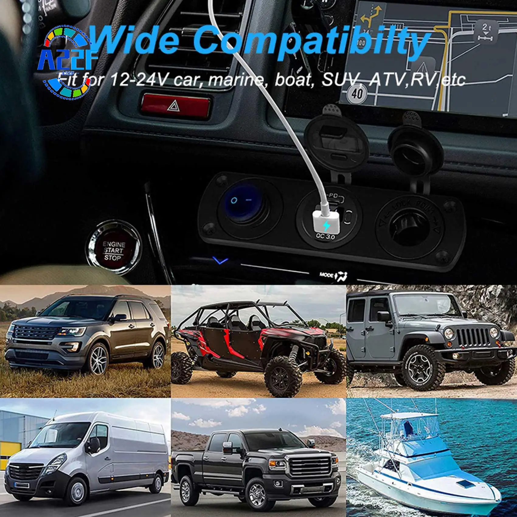 A22F-розетка прикуривателя 12 В/24 В с кулисным тумблером PD & QC3.0 USB C розетка со светодиодным вольтметром водонепроницаемая для автомобиля лодки 
A22F-розетка прикуривателя 12 В/24 В с кулисным тумблером PD & QC3.0 USB C розетка со светодиодным вольтметром водонепроницаемая для автомобиля лодки