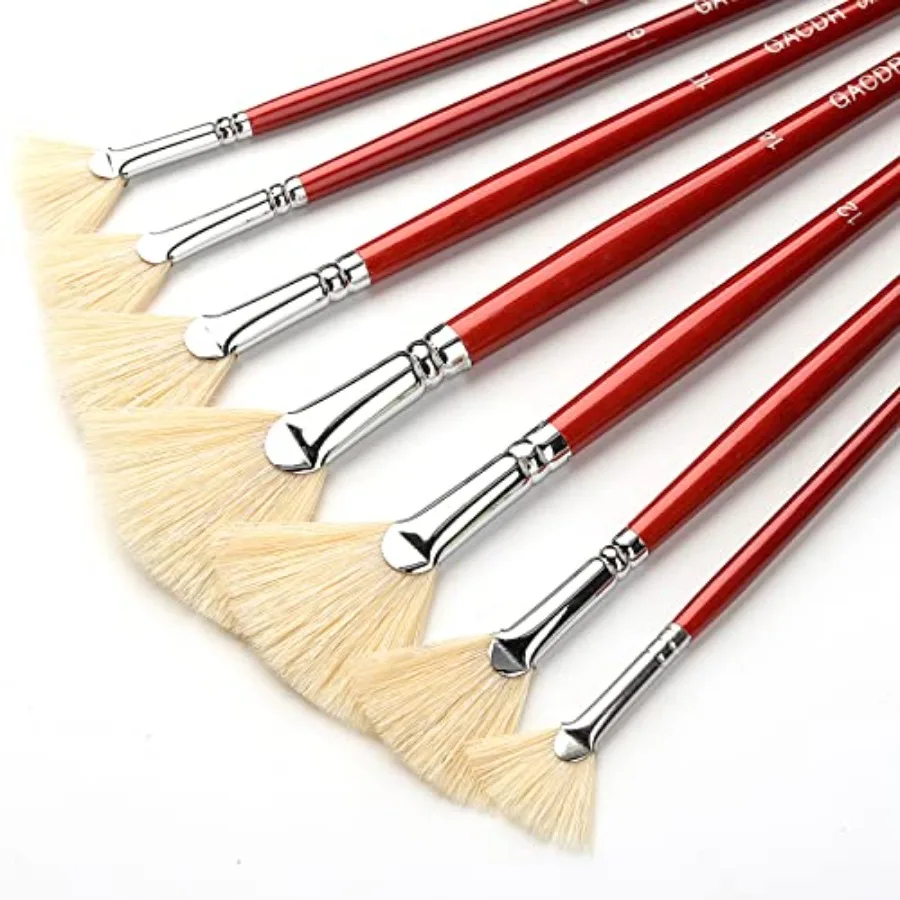 Fan Brush for Painting, 7 Pieces Fan Brush Set with Hog Bristle Natural Hair and Long Wood Handle, Professional Artist Fan Brus
Fan Brush for Painting, 7 Pieces Fan Brush Set with Hog Bristle Natural Hair and Long Wood Handle, Professional Artist Fan Brus