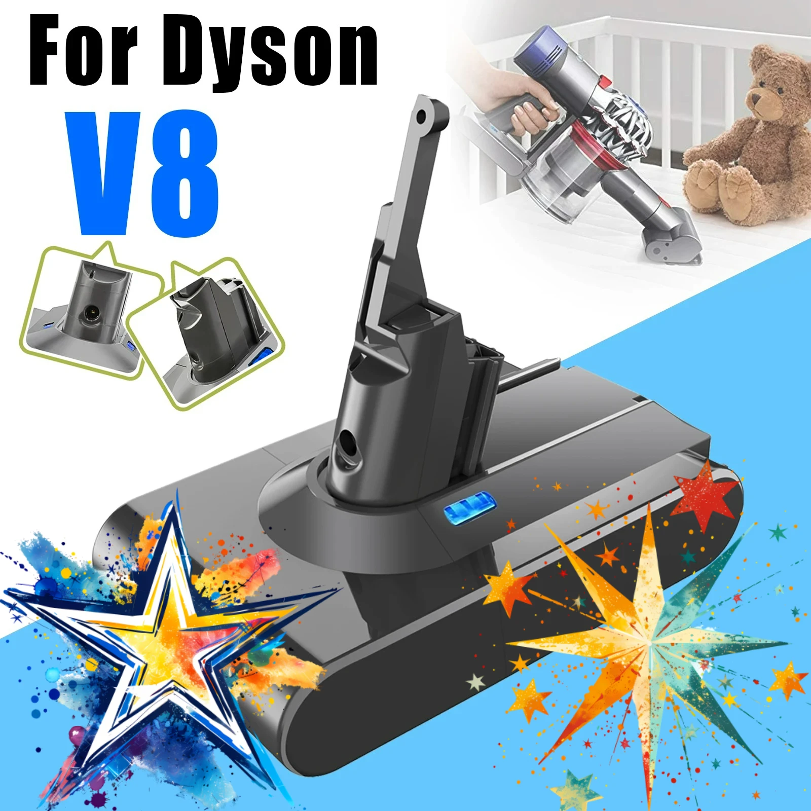 Bonadget For Dyson 4000mAh/6000mAh V8 21.6 Volts Lithium battry Vacuum Cleaner Battery Rechargeable Power Tool Battery
Bonadget For Dyson 4000mAh/6000mAh V8 21.6 Volts Lithium battry Vacuum Cleaner Battery Rechargeable Power Tool Battery