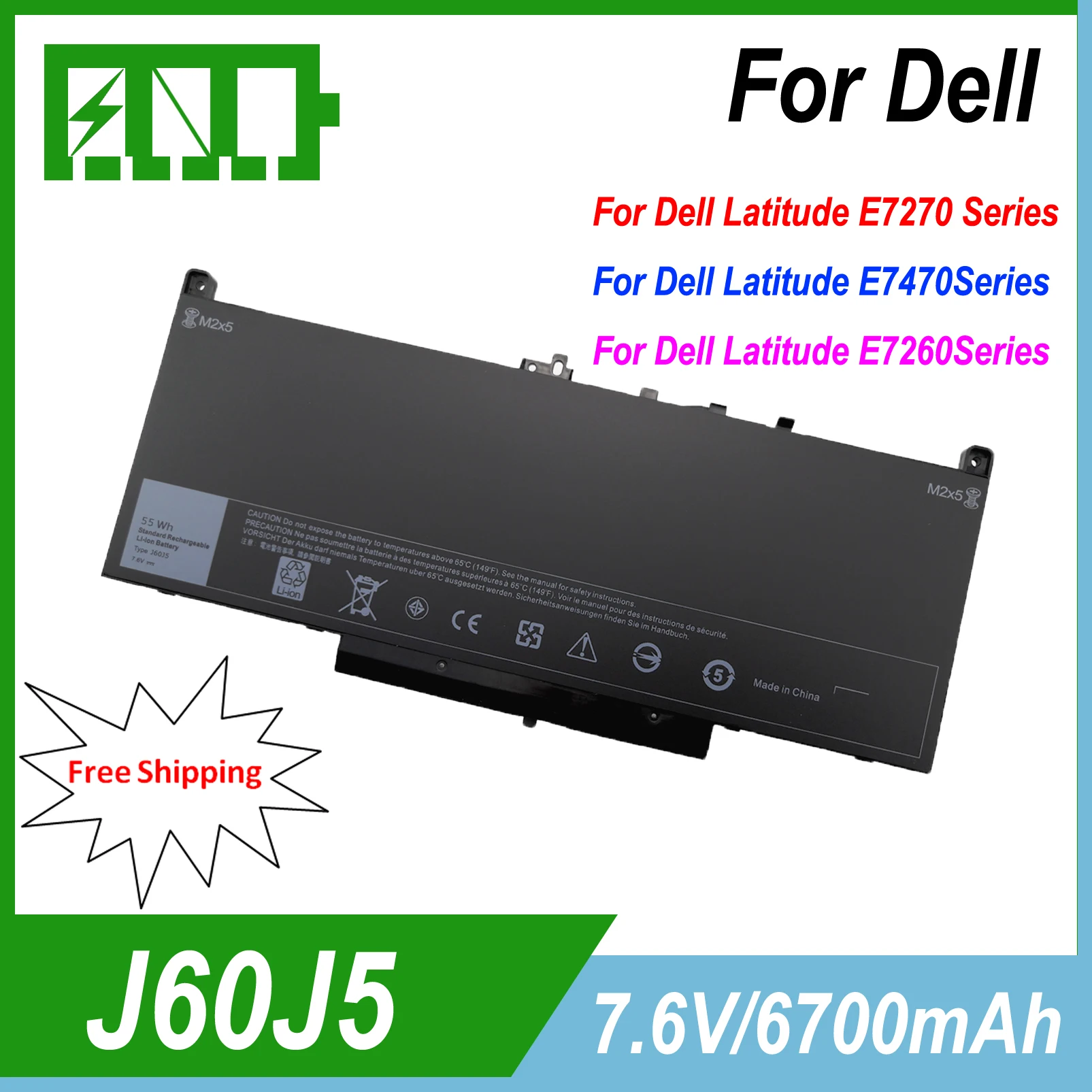 J60J5 Battery For Latitude Dell 7470 7270 R1V85 MC34Y 242WD 1W2Y2 0MC34Y GG4FM WYWJ2 451-BBSX BBSY 55Wh
J60J5 Battery For Latitude Dell 7470 7270 R1V85 MC34Y 242WD 1W2Y2 0MC34Y GG4FM WYWJ2 451-BBSX BBSY 55Wh