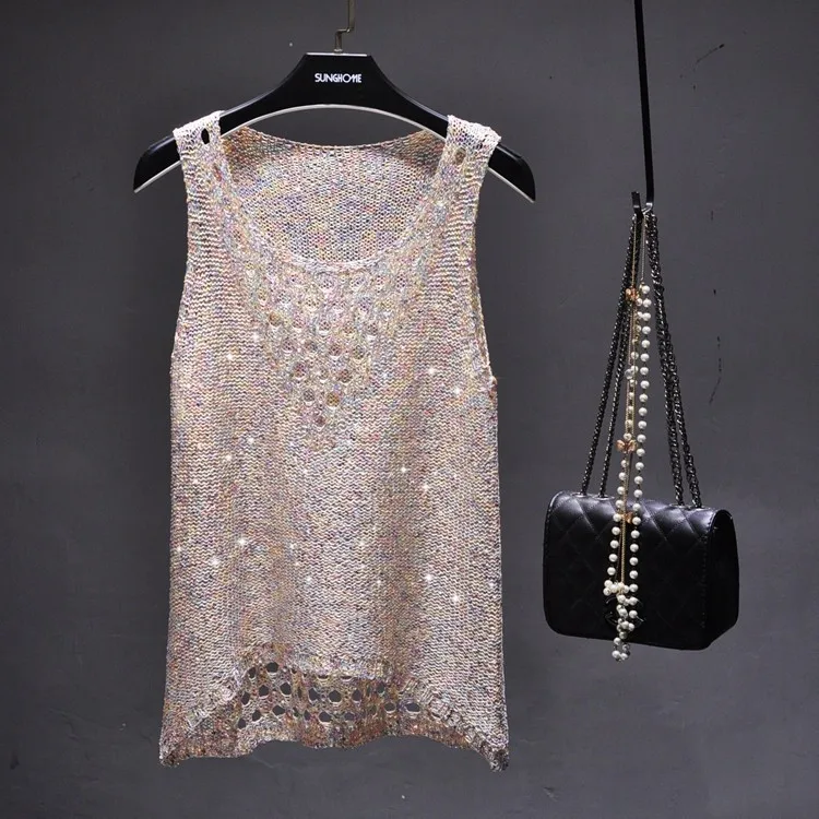 Women Tank Top Summer Mesh Hollow Out Vest Spaghetti Strap Sequined Sleeveless Top Crochet Detail Front Short Back Long Crop
Women Tank Top Summer Mesh Hollow Out Vest Spaghetti Strap Sequined Sleeveless Top Crochet Detail Front Short Back Long Crop