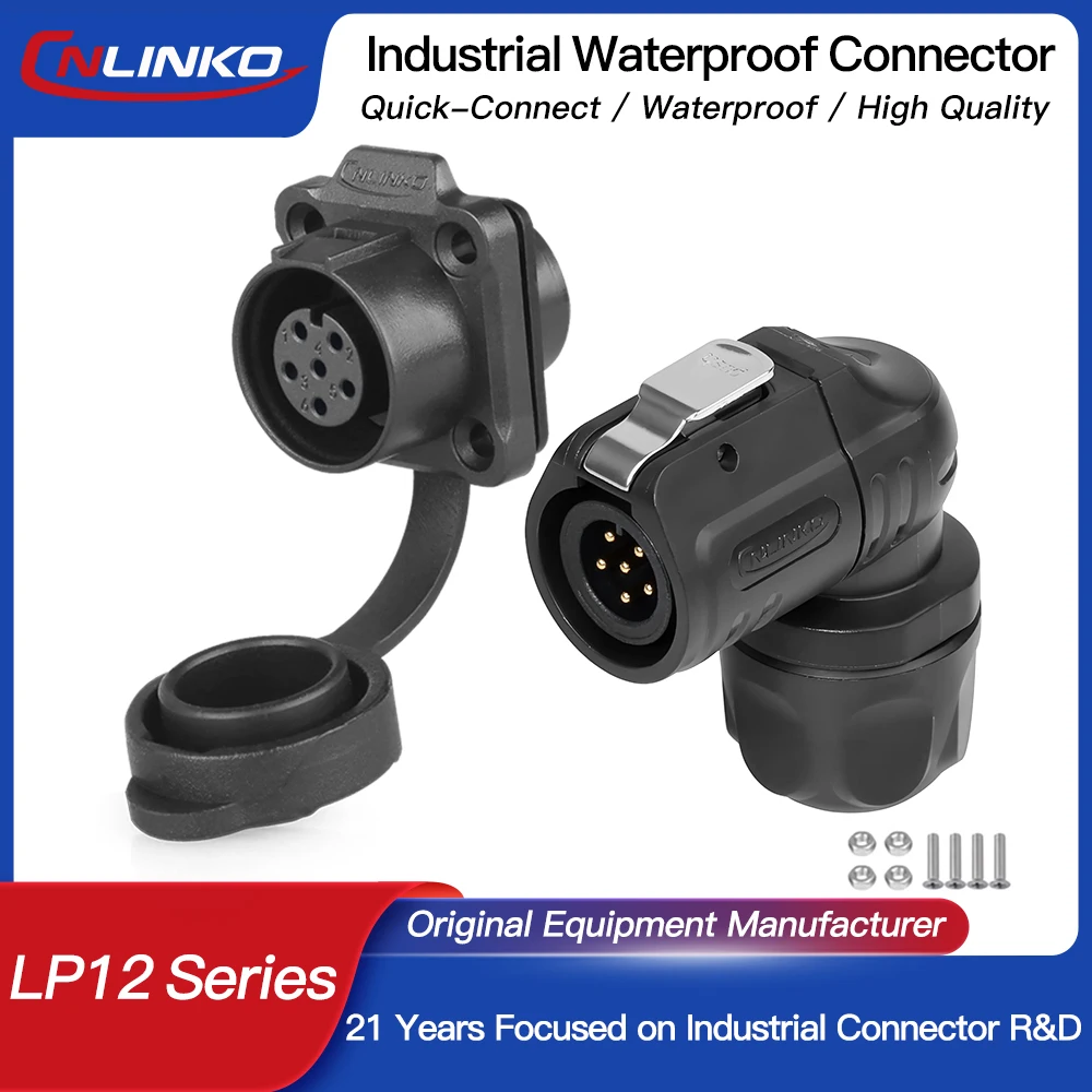 CNLINKO LP12 2~8Pin 90 Degree Waterproof Angled Electrical Connector L-Shaped Solder Cable Quick-Release Plug Socket New Arrival
CNLINKO LP12 2~8Pin 90 Degree Waterproof Angled Electrical Connector L-Shaped Solder Cable Quick-Release Plug Socket New Arrival