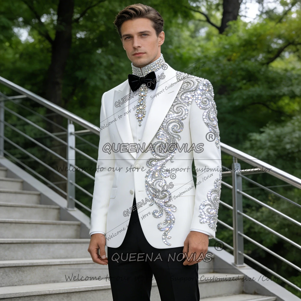 Exclusive Men's Suit For Wedding Crystals Baded Prom Blazers Customized Man Formal Wear Single Breasted Groom Tuxedos 2 Pieces
Exclusive Men's Suit For Wedding Crystals Baded Prom Blazers Customized Man Formal Wear Single Breasted Groom Tuxedos 2 Pieces