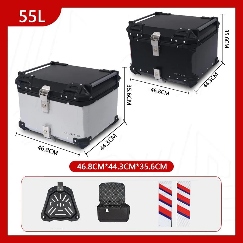 55L Motorcycle Tail Box Helmet Box Universal Aluminium Top Box Tail Rear Luggage Tool Cases Luggage Trunk Large Capacity
55L Motorcycle Tail Box Helmet Box Universal Aluminium Top Box Tail Rear Luggage Tool Cases Luggage Trunk Large Capacity