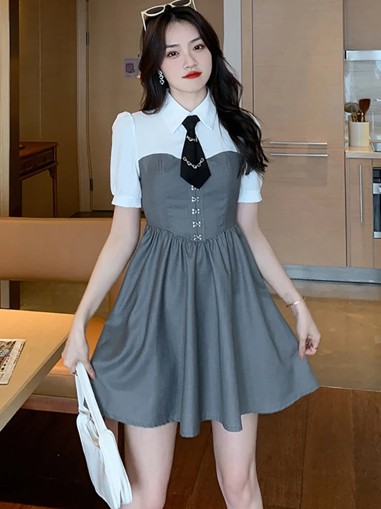 Women Fashion Patchwork Fake Two Piece Mini Shirt Dress Summer Elegant A-Line Dress Prom 2025 Korean Bodycon Preppy Style Dress
Women Fashion Patchwork Fake Two Piece Mini Shirt Dress Summer Elegant A-Line Dress Prom 2025 Korean Bodycon Preppy Style Dress