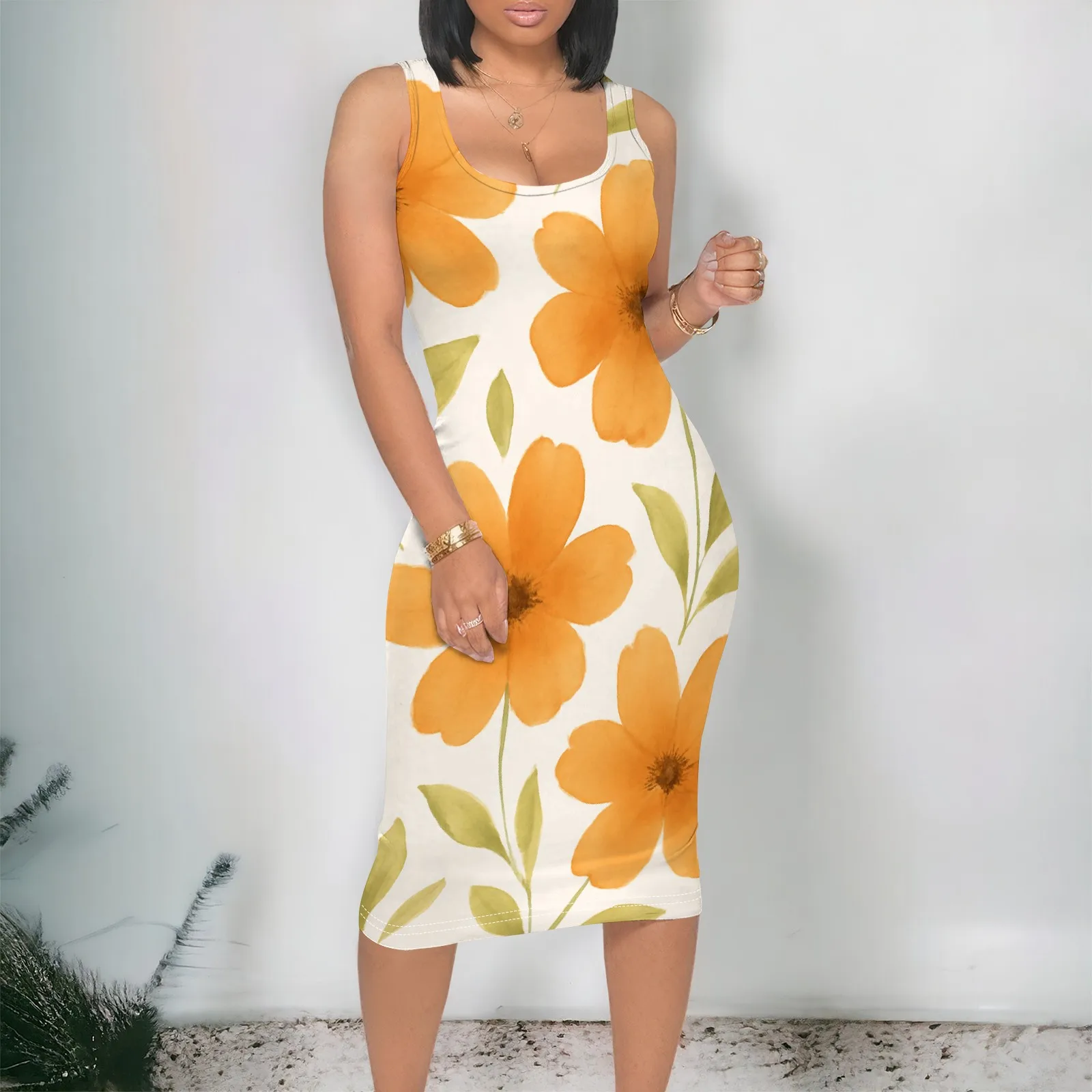 Bright Floral Bodycon Dress S-3XL Sleeveless Summer Tank Style for Vacation, Brunch or Garden Party Look
Bright Floral Bodycon Dress S-3XL Sleeveless Summer Tank Style for Vacation, Brunch or Garden Party Look