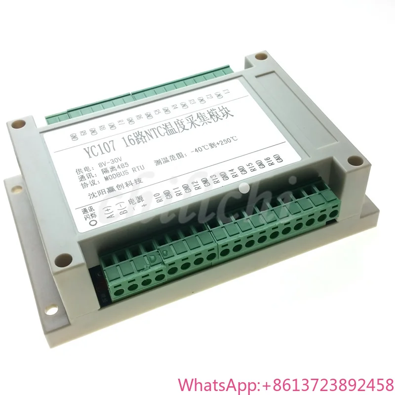 16 Channel NTC Thermistor Temperature Acquisition Module MODBUS RTU Protocol 485
16 Channel NTC Thermistor Temperature Acquisition Module MODBUS RTU Protocol 485