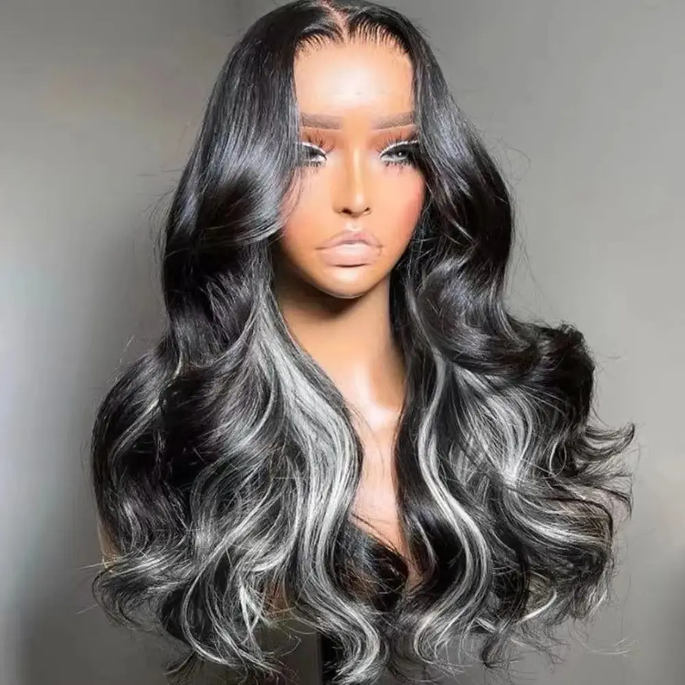 Black Highlight Ombre Grey Long Body Wave Lace Front Wig 13x4 HD Lace Frontal Wig Synthetic Pre Plucked Glueless Daily Cosplay
Black Highlight Ombre Grey Long Body Wave Lace Front Wig 13x4 HD Lace Frontal Wig Synthetic Pre Plucked Glueless Daily Cosplay