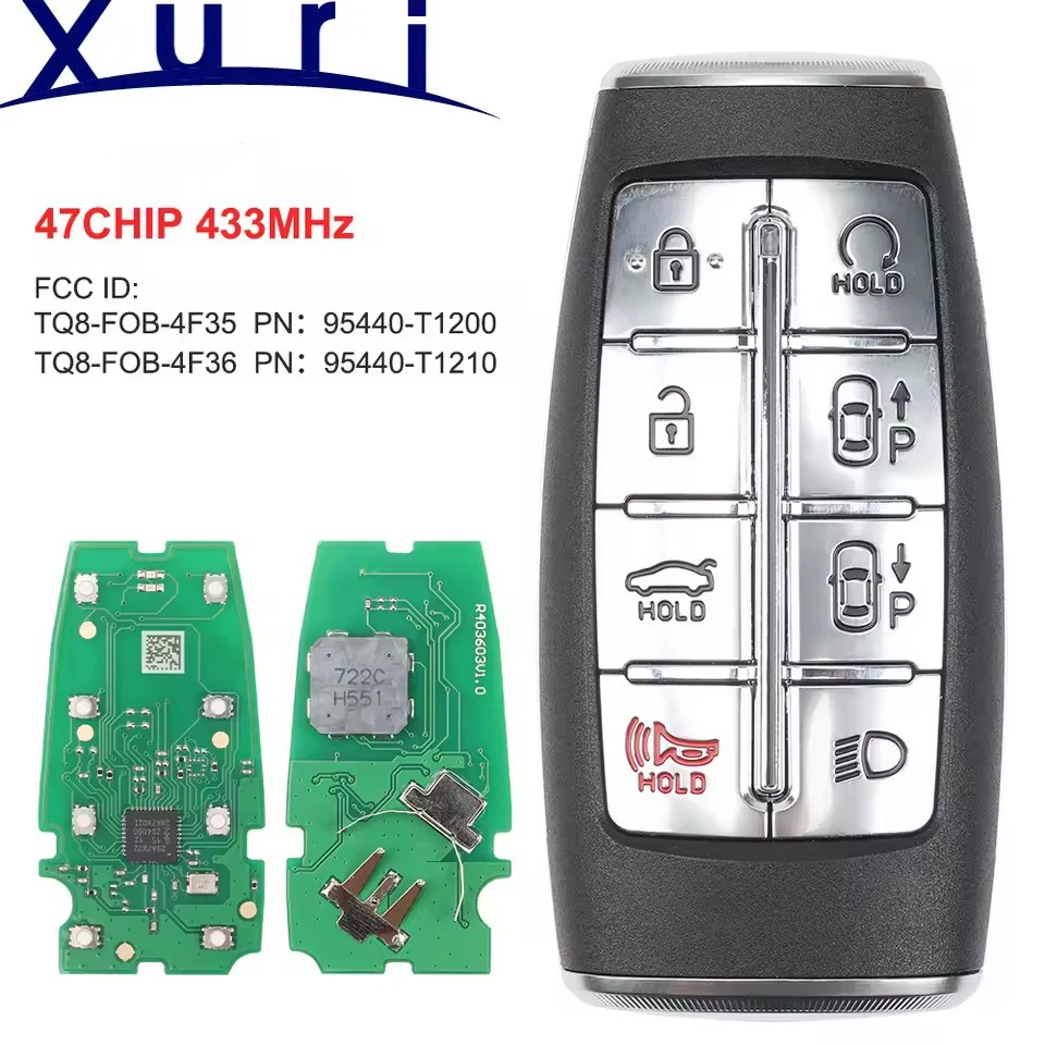 Xuri TQ8-FOB-4F35 PN95440-T1200 TQ8-FOB-4F36 PN:95440-T1210 433MHz ID47 Smart Remote Car Key for GENESIS GV80 2021-2024
Xuri TQ8-FOB-4F35 PN95440-T1200 TQ8-FOB-4F36 PN:95440-T1210 433MHz ID47 Smart Remote Car Key for GENESIS GV80 2021-2024