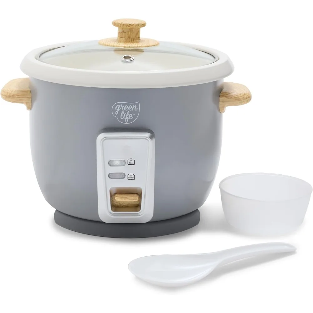 GreenLife Rice Cooker with Removable PFAS-Free Nonstick Pot, 3-Cups Uncooked/6-Cups Cooked, One-Switch Design, Auto Keep Warm