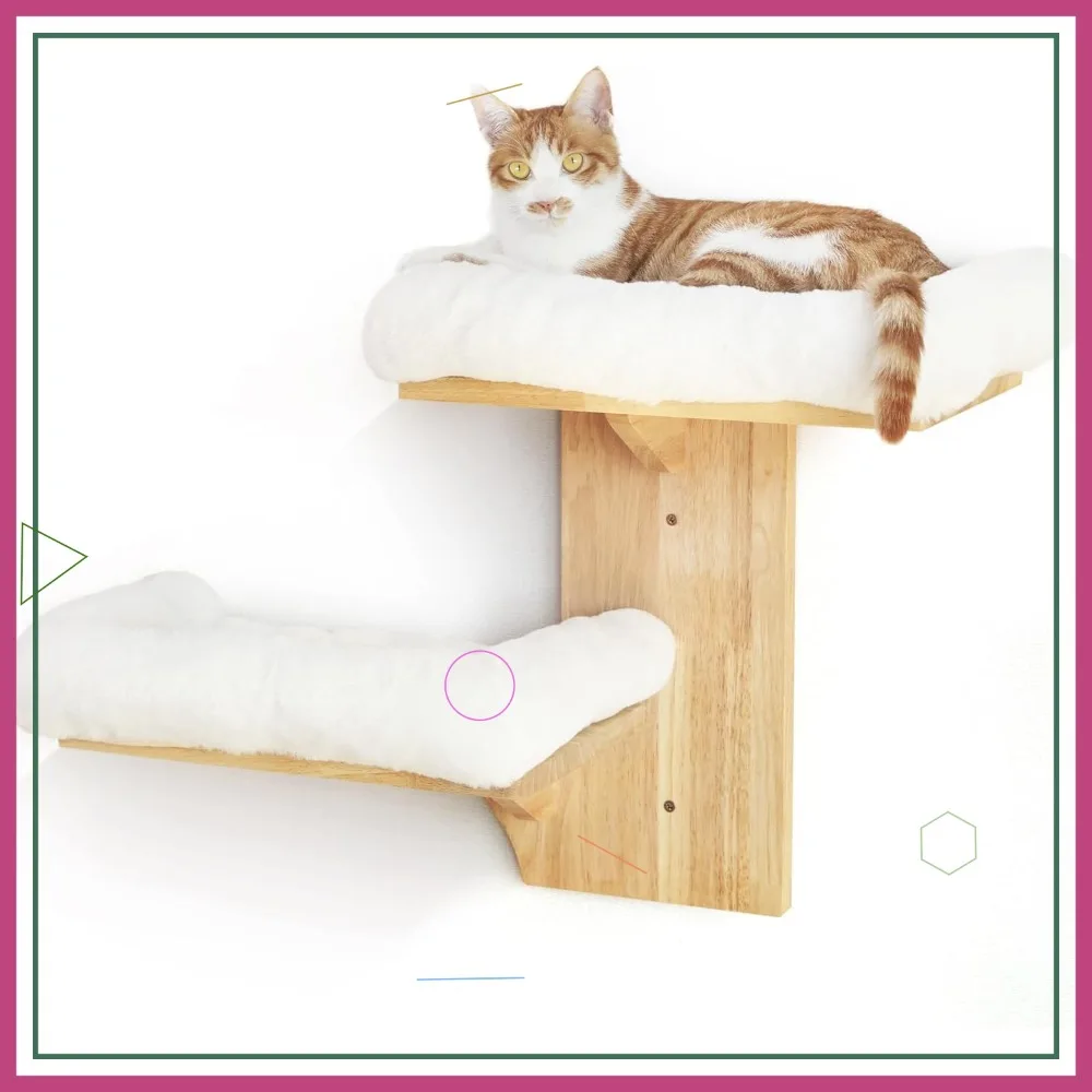 Cat Wall Shelves, 2-Tier Tree Shape Floating Shelf with Soft Cushion, Solid Rubber Wood for Climbing & Playing
Cat Wall Shelves, 2-Tier Tree Shape Floating Shelf with Soft Cushion, Solid Rubber Wood for Climbing & Playing