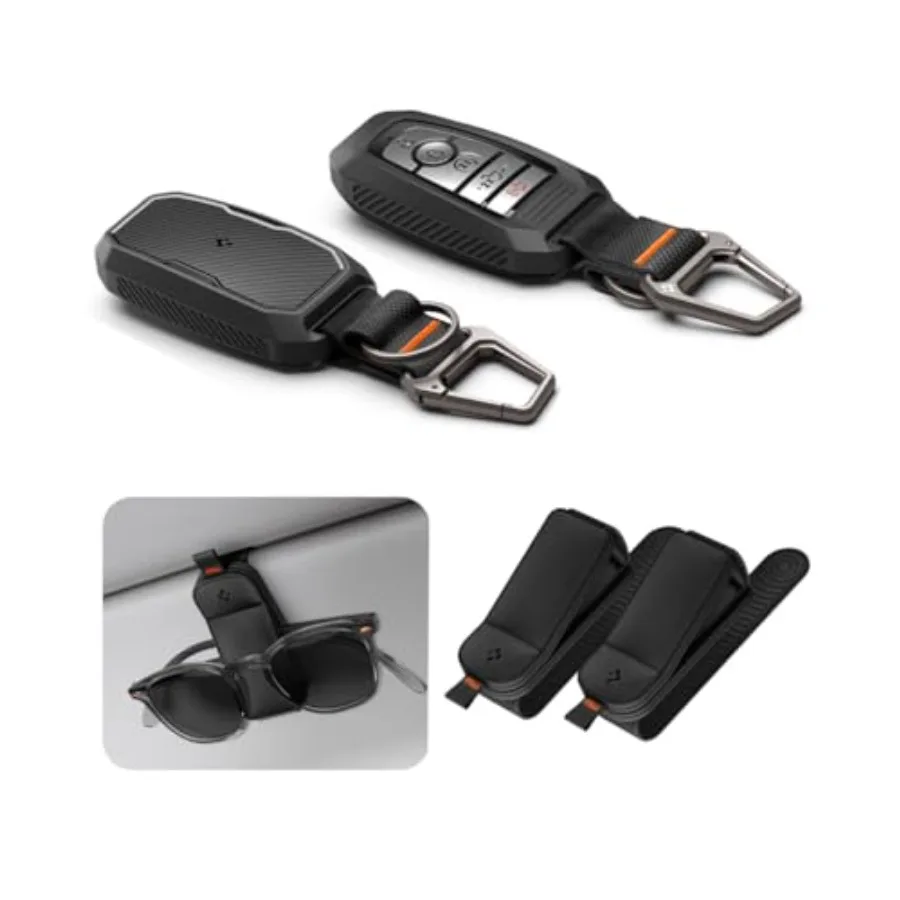 Spigen Rugged Armor Key Fob Cover with Carabiner and Keychain Designed for Ford and 2 Pack Magnetic Vegan Leather Sunglass Hold
Spigen Rugged Armor Key Fob Cover with Carabiner and Keychain Designed for Ford and 2 Pack Magnetic Vegan Leather Sunglass Hold