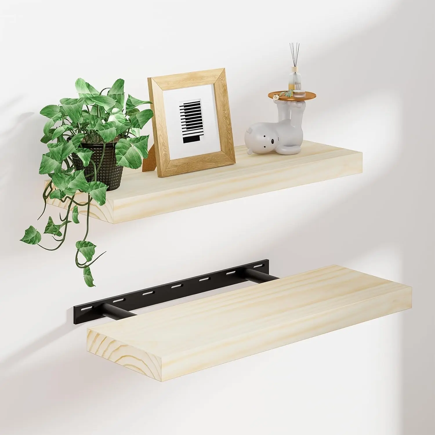 Unfinished Wood Floating Shelves, Pine Shelves for Wall Set of 2, Wall Mounted Rustic Wood 8 Inch Deep Floating Shelf w
Unfinished Wood Floating Shelves, Pine Shelves for Wall Set of 2, Wall Mounted Rustic Wood 8 Inch Deep Floating Shelf w