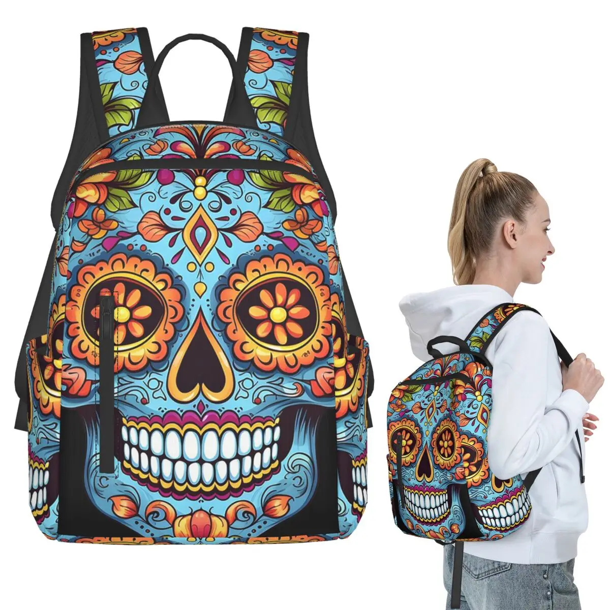 Rhinestone Studs Sugar Halloween Skull Backpack Student BookBag Kids School Bag Laptop Shoulder Bags Men Women
Rhinestone Studs Sugar Halloween Skull Backpack Student BookBag Kids School Bag Laptop Shoulder Bags Men Women