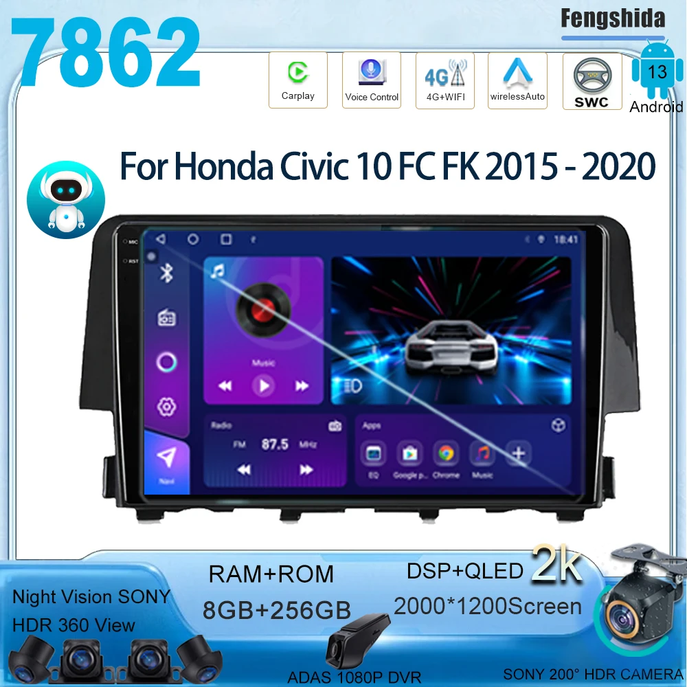Автомагнитола на Android 10 для Honda Civic 13 FC FK 2015 - 2020 мультимедийный плеер стерео Carplay Авто Blu-Ray IPS GPS No 2 Din
Автомагнитола на Android 10 для Honda Civic 13 FC FK 2015 - 2020 мультимедийный плеер стерео Carplay Авто Blu-Ray IPS GPS No 2 Din