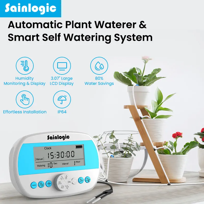 Sainlogic 15-Pot Automatic Plants Watering System Indoor Garden Drip Irrigation Set Timer Plant Waterer with Humidity Display
Sainlogic 15-Pot Automatic Plants Watering System Indoor Garden Drip Irrigation Set Timer Plant Waterer with Humidity Display