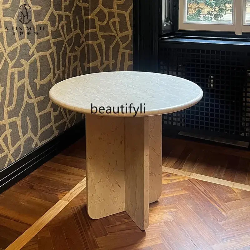 Light luxury designer natural travertine round dining table Nordic minimalist high-end small round table6005
Light luxury designer natural travertine round dining table Nordic minimalist high-end small round table6005