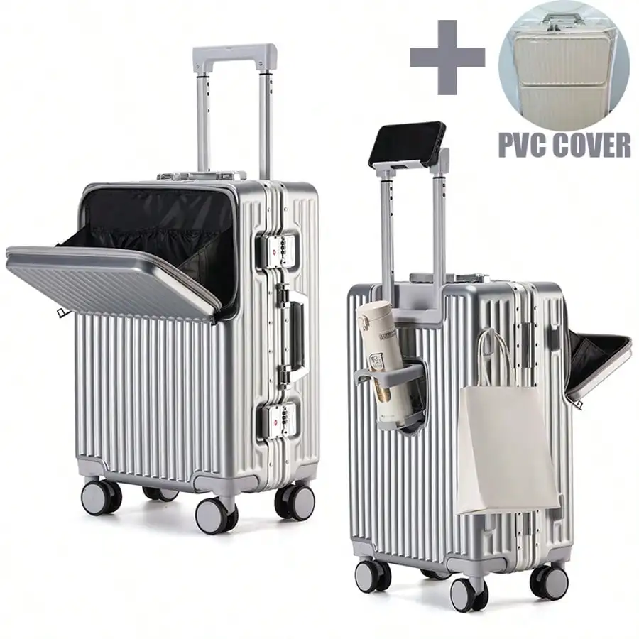 20 Inch Carry On Luggage PC+ABS Aluminum Frame Hard Shell Suitcase Front Opening Double Spinner Wheels Cup Holder Phone Stand
20 Inch Carry On Luggage PC+ABS Aluminum Frame Hard Shell Suitcase Front Opening Double Spinner Wheels Cup Holder Phone Stand