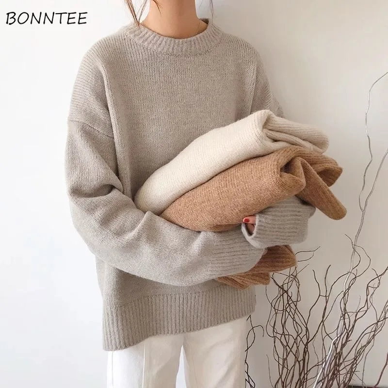 Pullovers Women Solid Winter Fashion Korean Style Classic Popular Warm Design Loose All-match Daily Casual Unisex Literary Ins
Pullovers Women Solid Winter Fashion Korean Style Classic Popular Warm Design Loose All-match Daily Casual Unisex Literary Ins