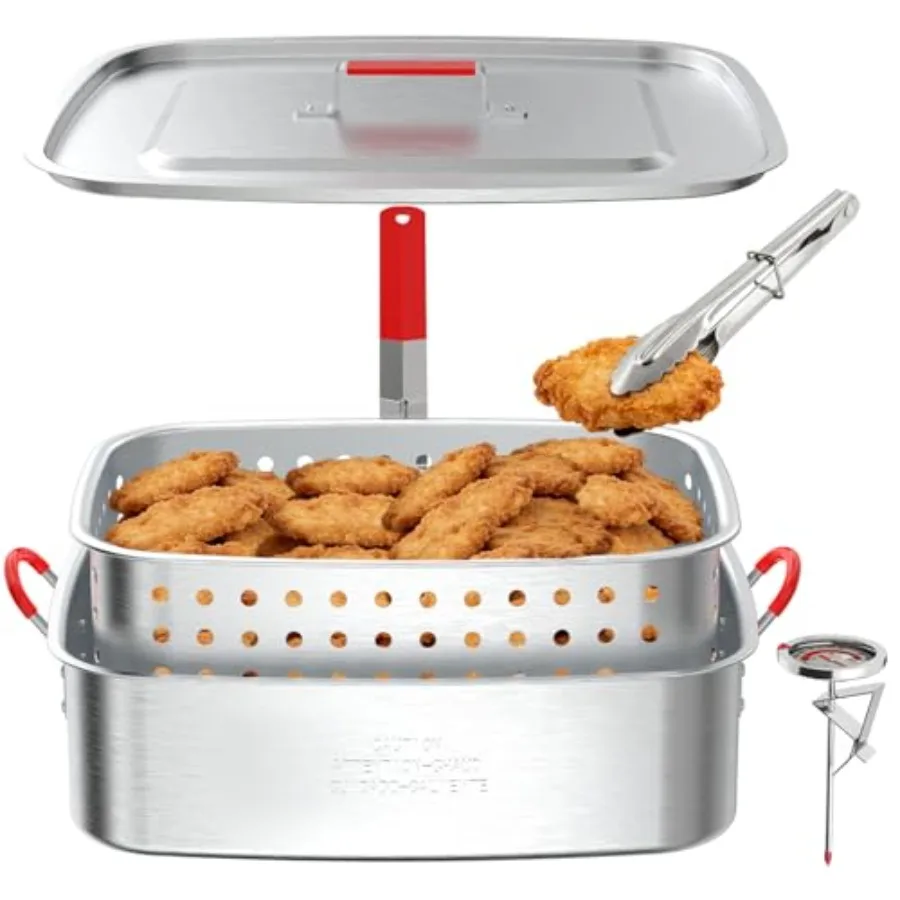 18QT Fish Fryer Pot with Basket Aluminum Deep Fryer with Lid Thermometer Tongs Outdoor Frying Pot for Fish Chicken Wings French
18QT Fish Fryer Pot with Basket Aluminum Deep Fryer with Lid Thermometer Tongs Outdoor Frying Pot for Fish Chicken Wings French