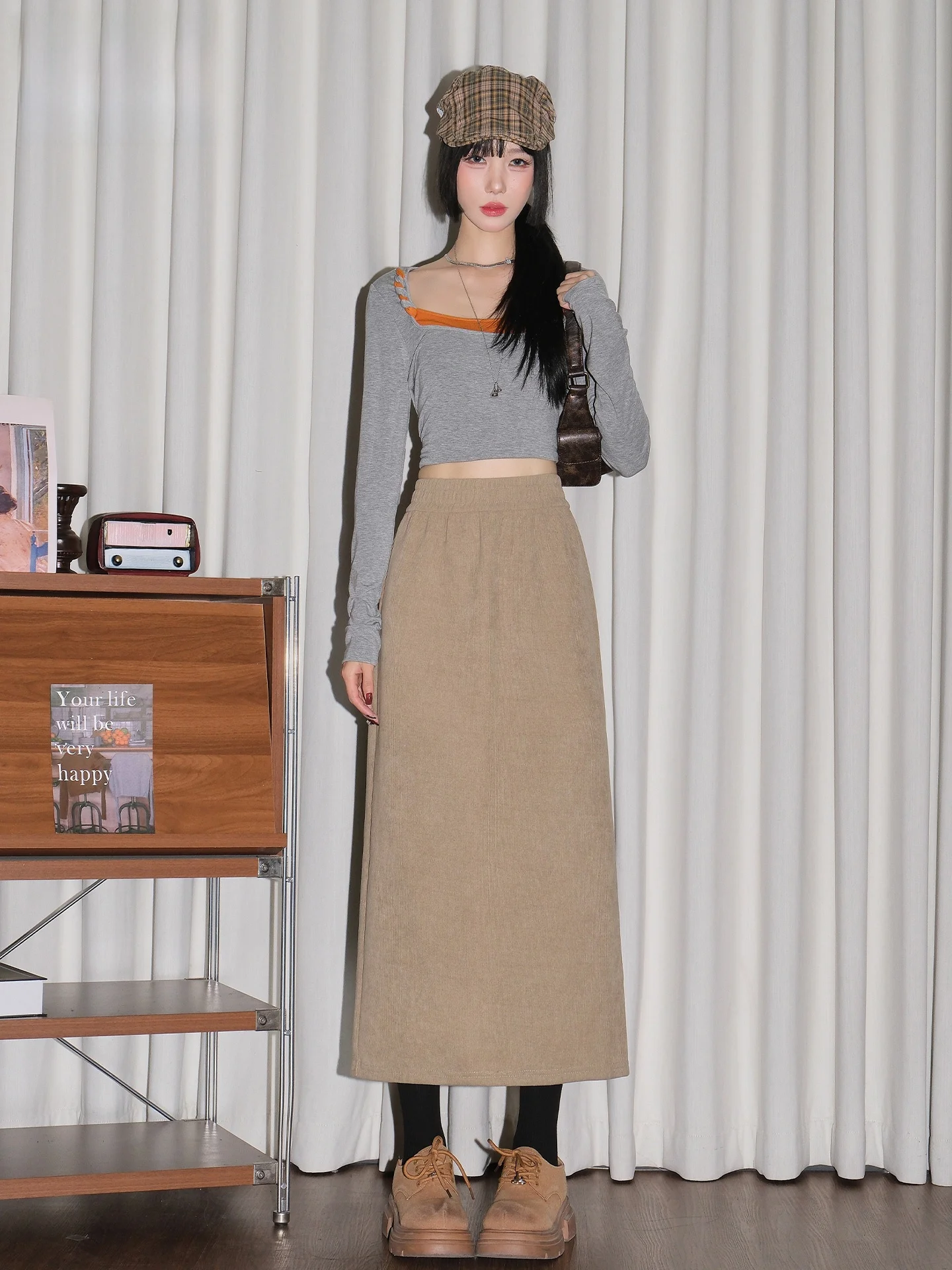 Khaki Corduroy High Waist A-Line Skirt Women's Summer Slim Fit Long Skirt Casual Style Standard Fit Polyester Fiber
Khaki Corduroy High Waist A-Line Skirt Women's Summer Slim Fit Long Skirt Casual Style Standard Fit Polyester Fiber