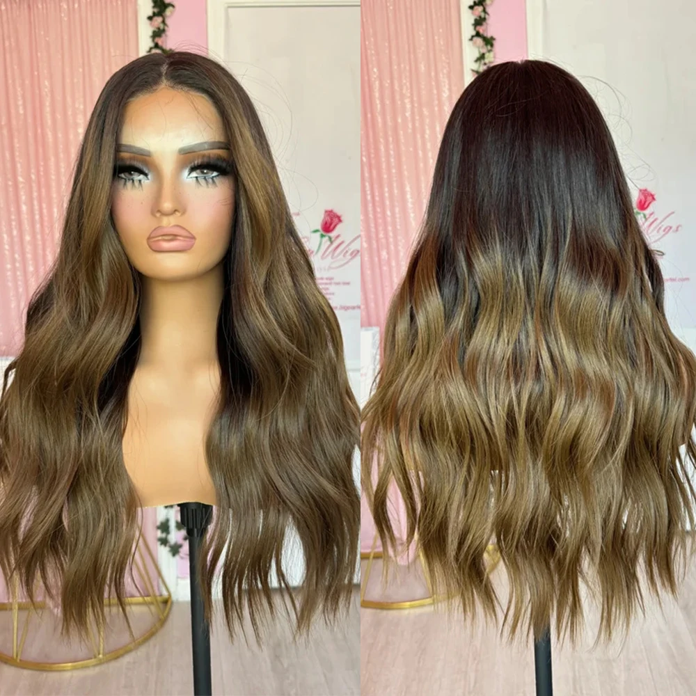 24 inches Free Part Lace Frontal Glueless Wig Pre Plucked Hairline Heat Resistant Fiber Ombre Dark Brown Luxury Syntheic Wigs
24 inches Free Part Lace Frontal Glueless Wig Pre Plucked Hairline Heat Resistant Fiber Ombre Dark Brown Luxury Syntheic Wigs