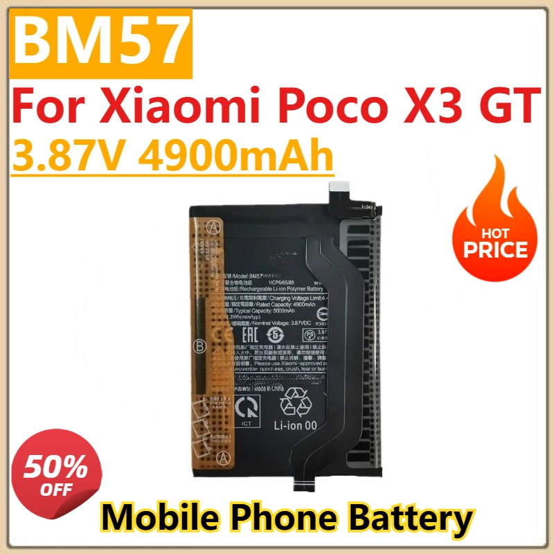 New High Quality 3.87V 4900mAh Mobile Phone Battery BM57 For Xiaomi Poco X3 GT Phone Bateria Batteries Fast Shipping
New High Quality 3.87V 4900mAh Mobile Phone Battery BM57 For Xiaomi Poco X3 GT Phone Bateria Batteries Fast Shipping