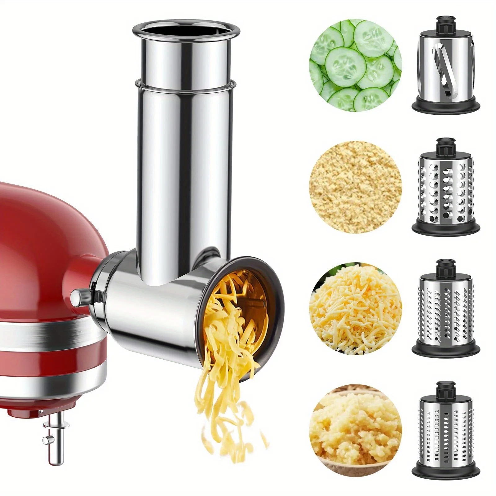 1pc Stainless Steel Slicer Shredder Attachment for Mixers - Multi-Function Vegetable Fruit Cheese Grater with 4 Dishwasher Safe Blades, Salad Maker & Powder Grinder for Carrots, Potatoes, Veggies, Kitchen Appliance Accessory, Sleek Metallic Design, Durabl
1pc Stainless Steel Slicer Shredder Attachment for Mixers - Multi-Function Vegetable Fruit Cheese Grater with 4 Dishwasher Safe Blades, Salad Maker & Powder Grinder for Carrots, Potatoes, Veggies, Kitchen Appliance Accessory, Sleek Metallic Design, Durabl